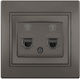 Lezard Telephone Socket Rj11 1x4p 2 Outlets Anthracite Mira Complete 701.4141138
