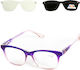 Alpin Clip On Women Reading Glasses +2.00 with Magnet in Purple Colour