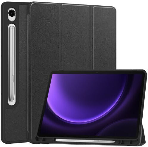 Tri-fold Стойка Флип капак Черен (Samsung Galaxy Tab S10 FE, S9 FE, Tab S9)