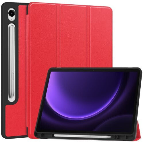 Tri-fold Suport Stand Flip Cover Roșa (Samsung Galaxy Tab S10 FE, S9 FE, Tab S9)