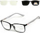 Alpin Clip On Men Reading Glasses +2.50 with Magnet in Black Color