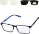 Alpin Clip On Men Reading Glasses +1.50 with Magnet in Navy Blue Colour
