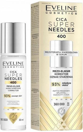 Eveline Cica Super Needles 400 Mezo Anti-Aging Serum Gesicht mit Peptide & Hyaluronsäure für Strahlkraft & Straffung 30ml