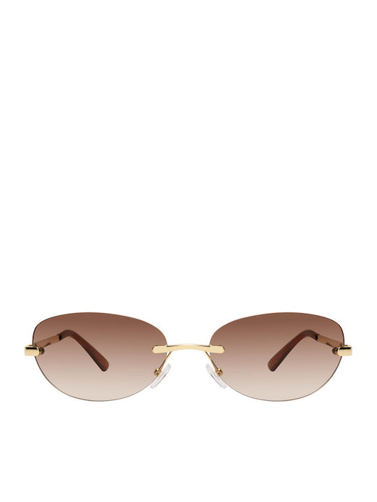 Arno Unisex Sonnenbrillen mit Gold Metallisch Rahmen und Braune Farbe Gläser