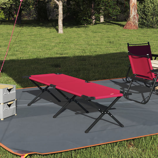 Folding Guest Bed Campaign Single Red 193x69x45cm