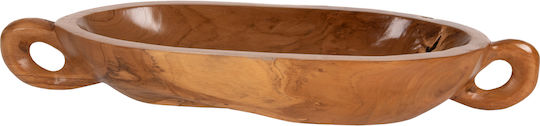 Freebox Dekorative Platte Oval Hölzernes Gelb 1Stück 64x21cm