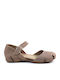 Lederne Damen Ballerinas in Beige Farbe