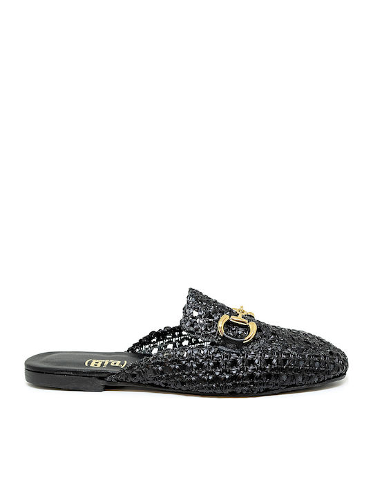 Bigshoes Leder Mules mit Absatz in Schwarz Farbe