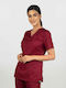 Women's V-Neck Work Shirt Mixed Gabardine Cassandra-2033.17 Burgundy