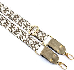 Adjustable Woven Strap Ecru Dark Beige Leather Finishes Mb60