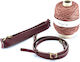 Knitted Bag Set Zipper 25 cm Crossbody Strap Yarn Burgundy Bronze Metal Elements