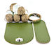 Knitted Bag Set Magnolia Faux Leather Green D19 Silver Metal Elements