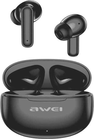 Awei T71 In-ear Bluetooth Handsfree Ακουστικά με Αντοχή στον Ιδρώτα και Θήκη Φόρτισης Μαύρα