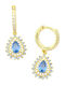 Silver Union Earrings made of Silver Gold Plated with Stones Blue