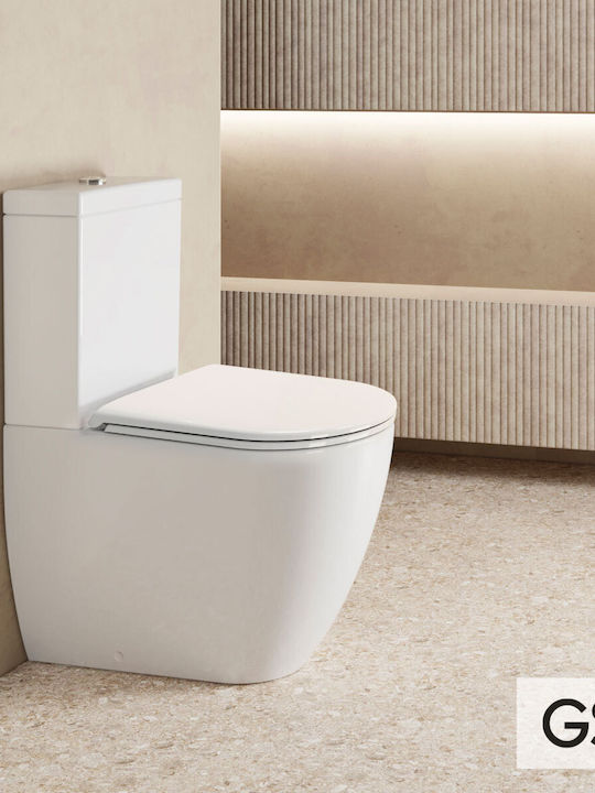 GSI Pura Λεκάνη Δαπέδου με Καζανάκι με Slim Κάλυμμα Soft Close Λευκή