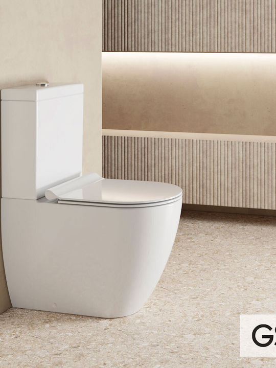 GSI Pura Λεκάνη Δαπέδου με Καζανάκι με Slim Κάλυμμα Soft Close Λευκή