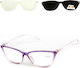 Alpin Clip On Women Reading Glasses +1.00 with Magnet in Lilac Color