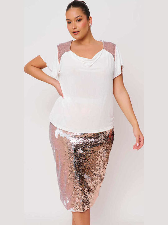 Damen Crop Top Drapierung Kurzarm Rosa