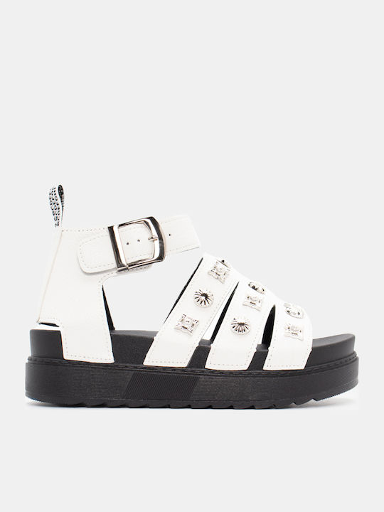 Luigi Γυναικεία Σανδάλια Flatforms Λευκά