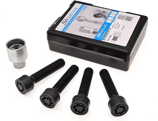 Sicustar Wheel Security Lug Nuts M14x1.5 Overall Length 40mm 17mm Key 13 Spoke Black 4 Pieces