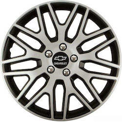 Versaco Car Hubcaps Dakar Nc 15 with Chevrolet Logo 4 Pieces Silver
