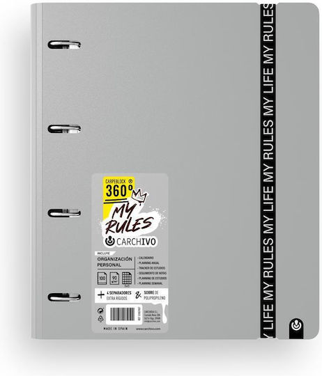 Carchivo Clipboards & Form Holders Rings 360 My Rules A4 & Replacement Lined Gray Sheets Carchivo