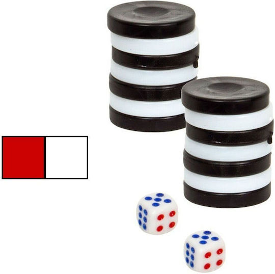 Wooden Checkers & Dice Set for Backgammon Red