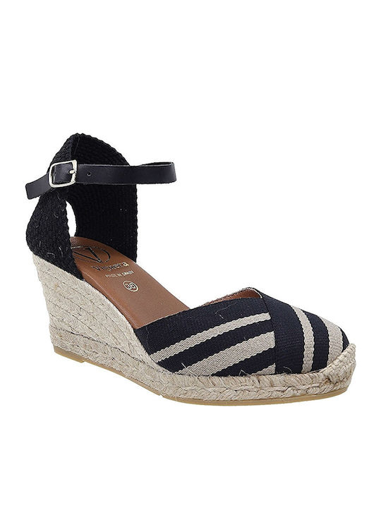 Women's Leather Platform Espadrilles Black
