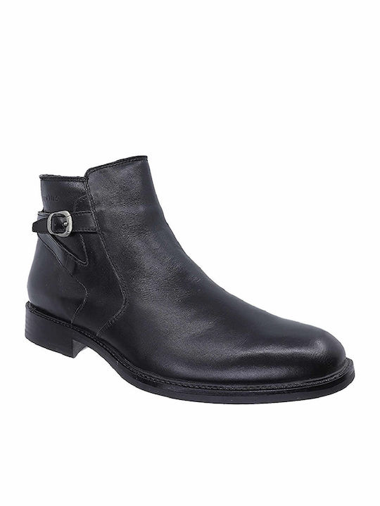 Leather Black Men's Boots Anatomical with Zipper