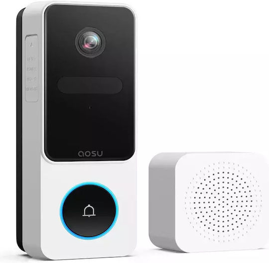 Aosu Video Doorbell 2k Full Hd 170° Ultra Wide Angle White Eu Plug