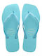 Slim Square Glitter Neon Flip Flops In Turquoise Colour