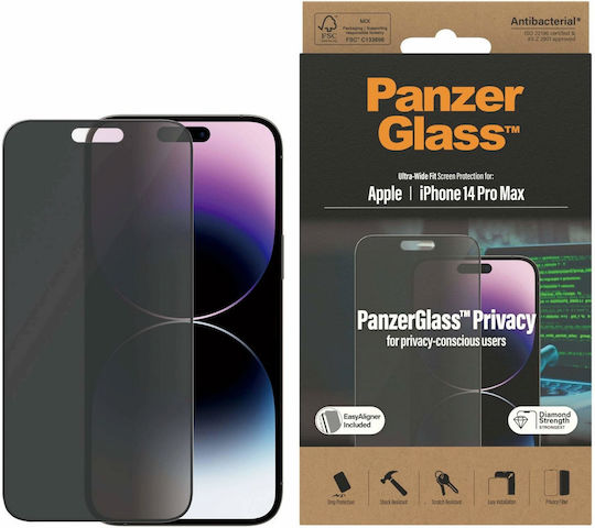 PanzerGlass 0.3мм Поверителност Антибактериален Защитен екран (iPhone 14 Pro Max)