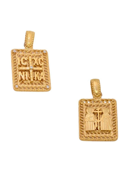 Gatsa Pendant Kids Talisman Double Sided Konstantinato made of Gold 14K F79