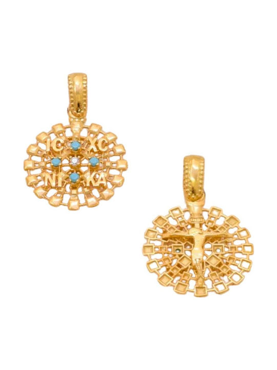Gatsa Pendant Kids Talisman Double Sided Konstantinato made of Gold 14K F84