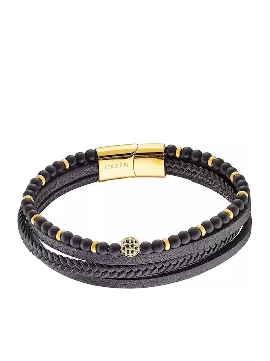 Oxzen Men's Leather Bracelet 19cm