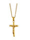 Oxzen Men's Cross with the Crucified from Gold Plated Steel with Chain
