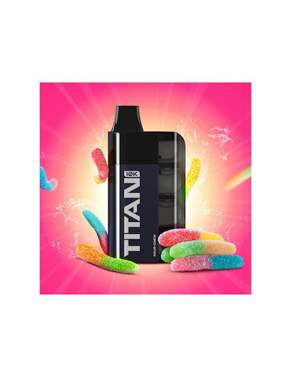 Titan Ηλεκτρονικό Τσιγάρο μιας Χρήσης 10000 Εισπνοών Sour Chew 2ml 20mg Μαύρο