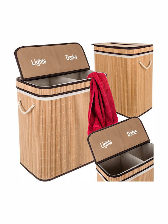 Coș De Rufe Din Bambus Pliabil 100lt 60x54x35cm Bej