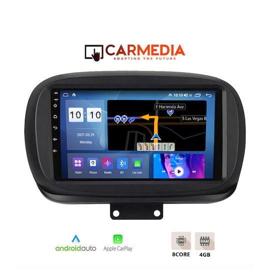 Carmedia Ηχοσύστημα Αυτοκινήτου για Fiat 500X 2014 (Bluetooth/USB/WiFi/GPS/Apple-Carplay/Android-Auto) με Οθόνη Αφής 9"