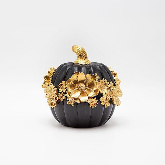 Dekorative Kürbisse Blumen Polyresin Schwarz-Gold 14,8x14,4x14,2 cm
