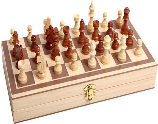 Joc Șah Backgammon Lemn Pliabil Dame Clasic Dezvoltă Memoria Abilități de Gândire Strategică Imaginație Piese Incluse 29,5 X 29,5 Cm Maro Crem