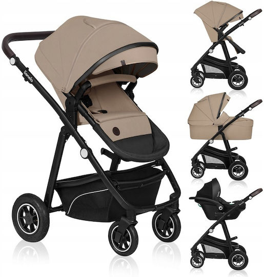Bianca Adjustable 3 in 1 Baby Stroller Suitable for Newborn Beige Sand 11.75kg