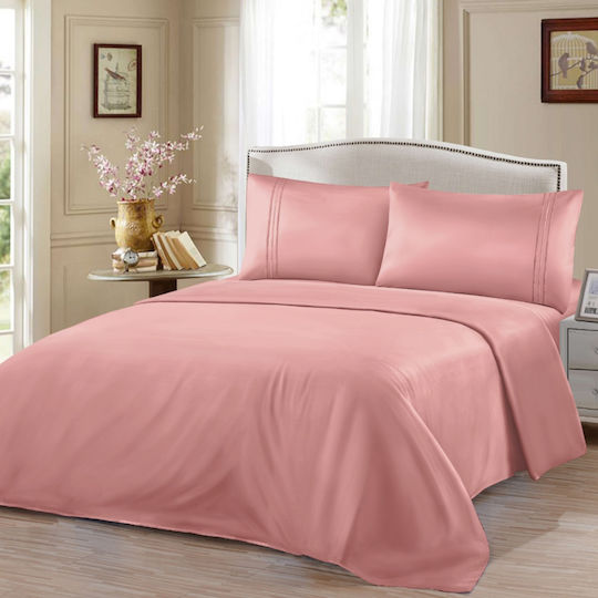 My Home Luxury My Home Luxury Bettbezug Set 220x240cm Übergröße mit 2 Kissenbezügen und 1 Bettlaken Rosa