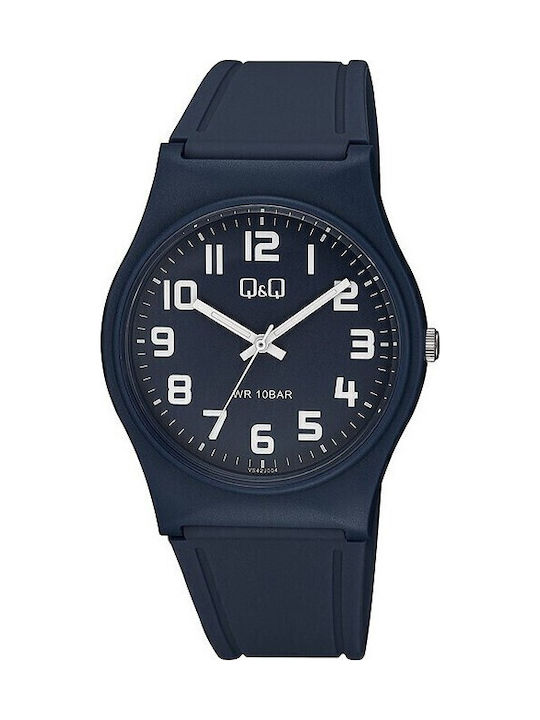 Q&Q Herrenuhr Batterie mit Blau Kautschukarmband