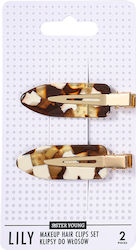Sister Young Lily Makeup Hair Clips Set Milk Coffee 2 Τεμάχια