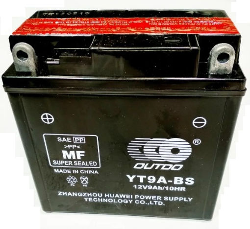 Outdo Inchis Baterie Motocicleta YT9A-BS cu Capacitatea 9Ah
