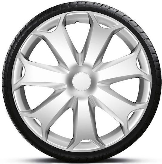 4racing Car Hubcaps Mega 1 Piece 14 Inches Silver 140144s
