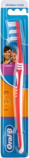 Oral-B 1-2-3 CLASSIC Zahnbürste Mittel Red