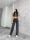 High Waist Women's Jean Trousers in Straight Line Dark grey