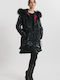 Women's Puffer Jacket Waterproof and Windproof for Winter with Hood Black